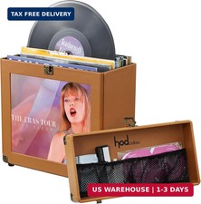 Hododou Vinyl Record Storage Box with Lock Record Organizer Storage for 30 Sing