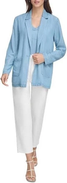 DKNY Womens One-Button Long-Sleeve Glacier