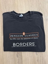 vintage 90s Borders Bookstore Single Stitch Tee XL Penguin Classics Black USA