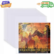 30 Pack 4 Mil Thick Vinyl Sleeves, 12.75" X 12.75" Vinyl Record Sleeves Clear