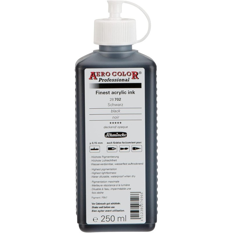 Encre acrylique noire Schmincke idéale pour personnaliser vos vêtements et custom