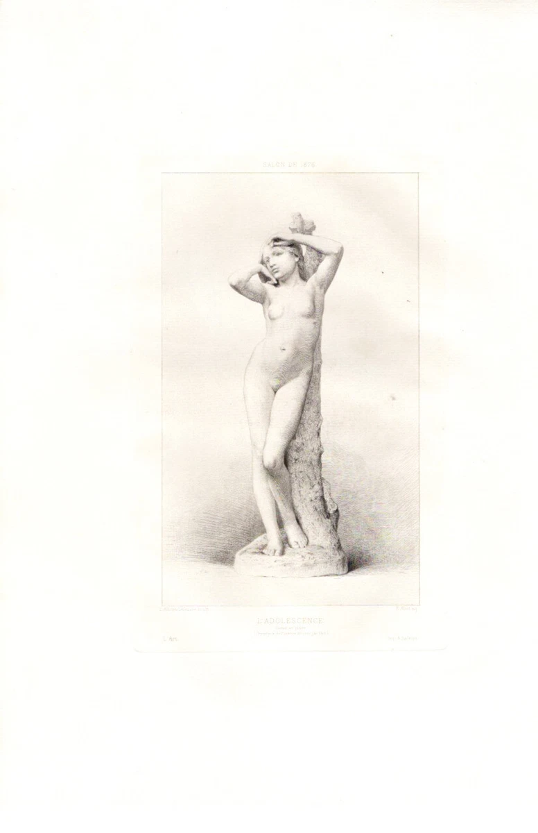 L'Adolescent Nude Woman Abot, et al  Etching Antique Art Print [Inv#HB116  | eBay