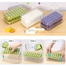 Ice Cube Tray with Lid and Bin & 2 Pack Ice Cube Trays for Freezer 64x Ice Trays