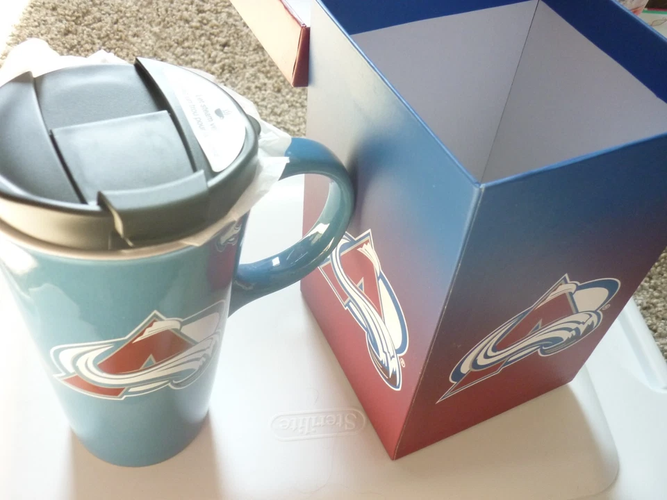 COLORADO AVALANCHA LOGO AZUL NUEVO EN CAJA CERÁMICA VIDRIO TAZA ALTA LATTE ¡GRAN REGALO! Foto 2 de 4