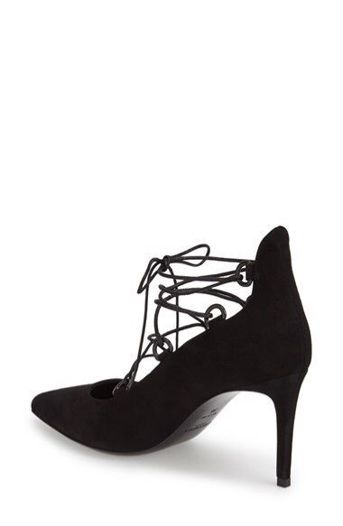 Nuovo designer Saint Laurent Paris skinny stringate a punta scamosciato pump nero $ 795 7 5