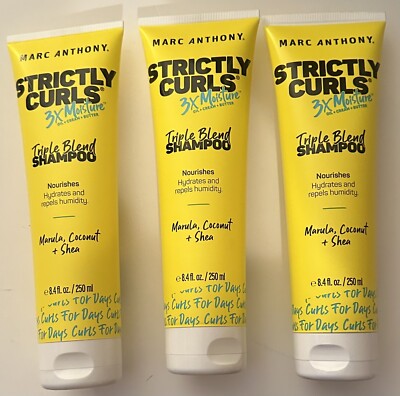 3 Pack Marc Anthony Strictly Curls Triple Blend Shampoo 8.4oz Each New