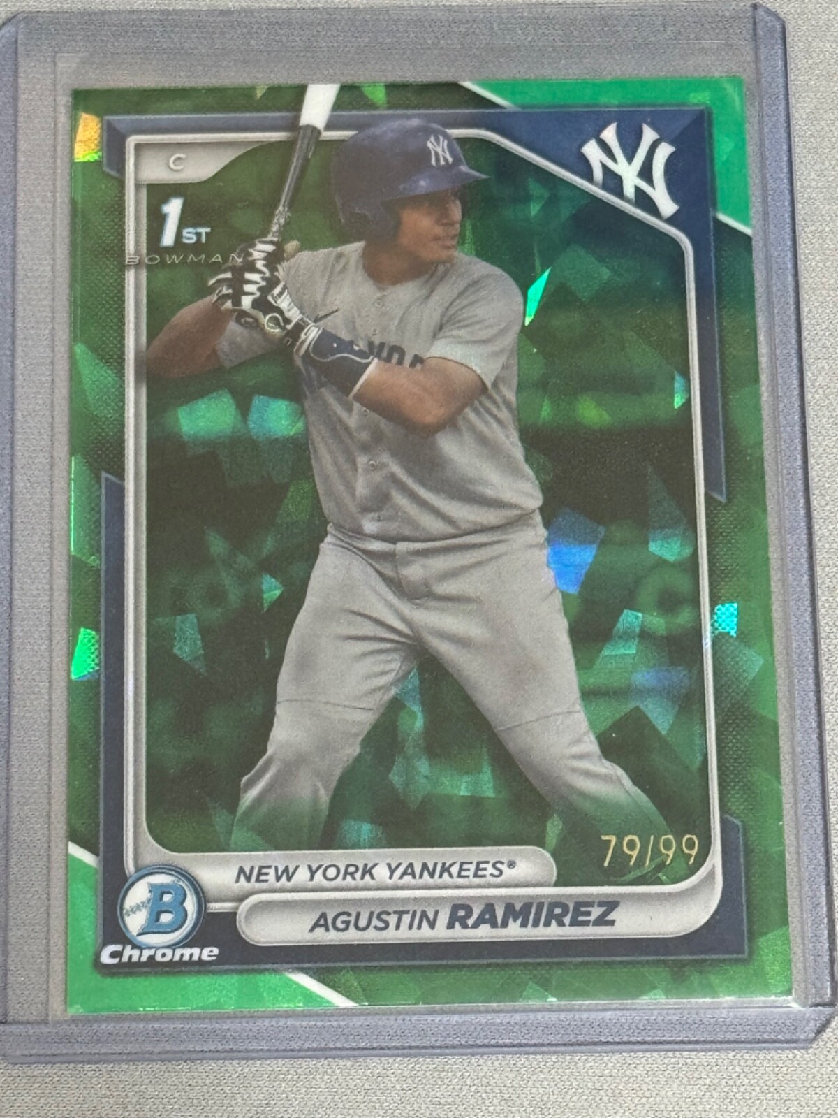 2024 Bowman Chrome Sapphire Agustin Ramirez 1st Green Refractor 79/99 Yankees