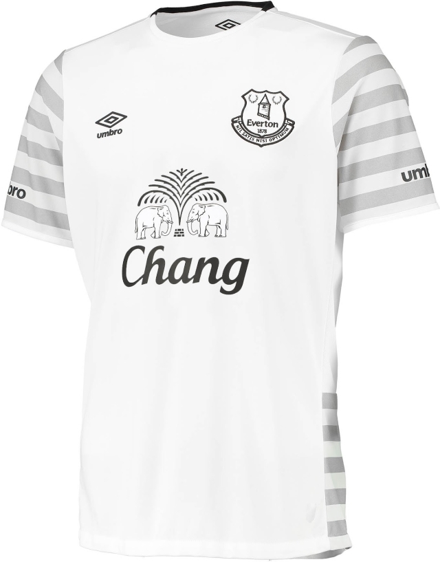 EVERTON 2015/16 AWAY (XL, 2XL) WHITE SH/SLEVE UMBRO SOCCER