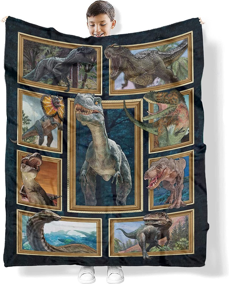 Dinosaur Blanket, for Boys Girls Kids Quilt, Fleece Sherpa Dinosaur Lover  Gift