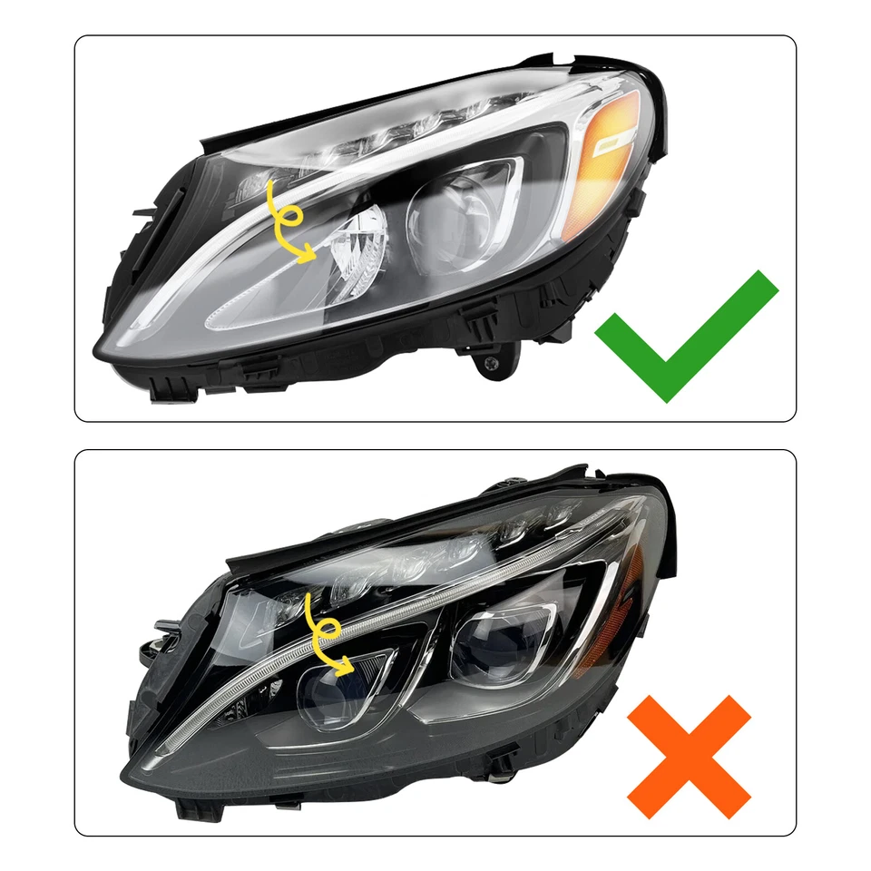 For 2015-2018 Mercedes-Benz C-Class C300 W205 LED Headlight Headlamps LH/RH Opt. - Изображение 3 из 4