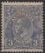 AUSTRALIA 1932 3d ULTRAMARINE KGV STAMP DIE II) CTO FULL GUM MH SG.128 CofA