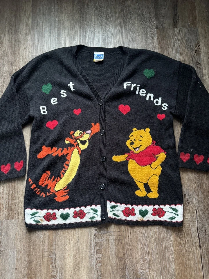 Vintage 90's Disney Tiger Winnie The Pooh knit Cardigan Rare Women’s Large - Image 3 of 4