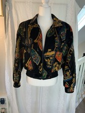 Escada By Margaretha Ley Vintage Bomber Jacket Print Coat 38