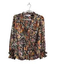 Elliatt Blouse Womens Small Gokita Floral Ruffle Multicolor Top Longsleeve
