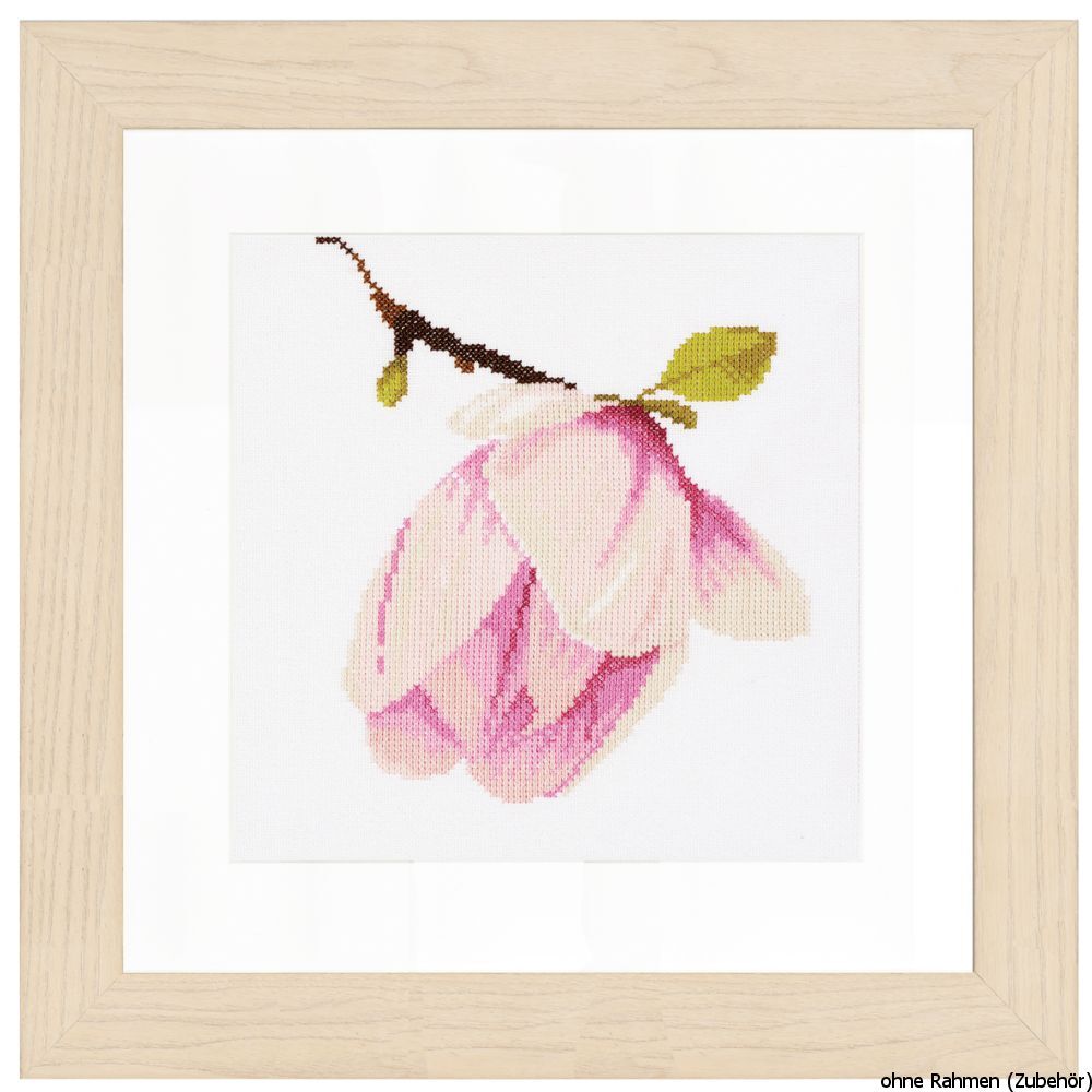 Lanarte cross stitch kit ""magnolia flower"" evenweave fabric, counted, DIY