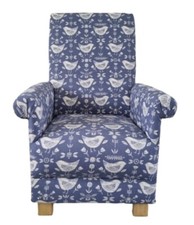 Armchair Blue White Fryetts Narvik Scandi Birds Adult Chair Small Accent Nursery