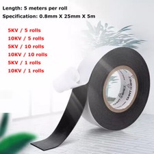 Black Rubber Self Adhesive High Voltage Insulation Electrical Tape 5M Meters