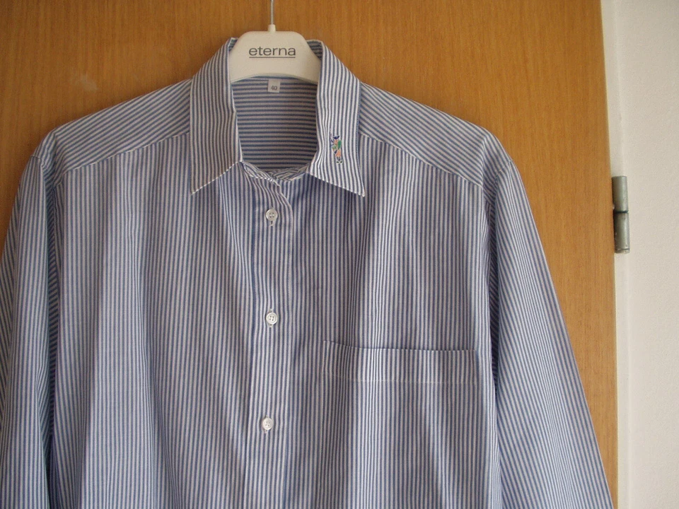 Hochwertige Damen Trachtenbluse/ Businessbluse,Gr. 40,grau gestreift,Top Zustand - Bild 4 von 4