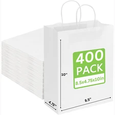 Kraft Paper Shopping Bags 8.5"x5"x10"H Twisted Handles -CARA