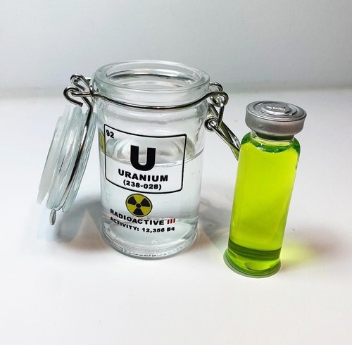 Uranium Glass Jar with vial Radioactive Nuclear Experiment - Picture 3 of 4