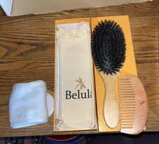 Belula 100 Boar Bristle Hair Brush Set Soft Natural Bristles for Thin