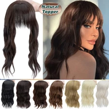 Real as Human Hair Topper Bangs Toupee Clip in Hairpiece Extension For Women US