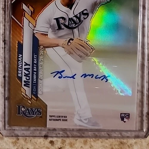 2020 GOLD #/50 TOPPS CHROME BRENDAN MCKAY RC REFRACTOR AUTO AUTOGRAPH ROOKIE SP  - Image 3 of 4