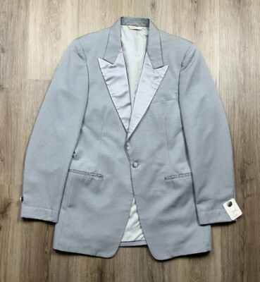 60s VINTAGE NOS After Six Dynasty Collection Silver Grey Tuxedo Jacket Size 39