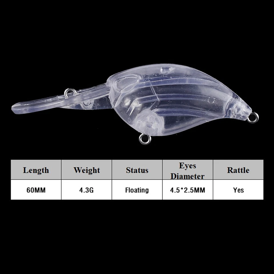 30PCS 6CM 4.3G Floating Long Lip Crankbait DIY Unpainted Bait Blank Fishing Lure - Image 2 of 4