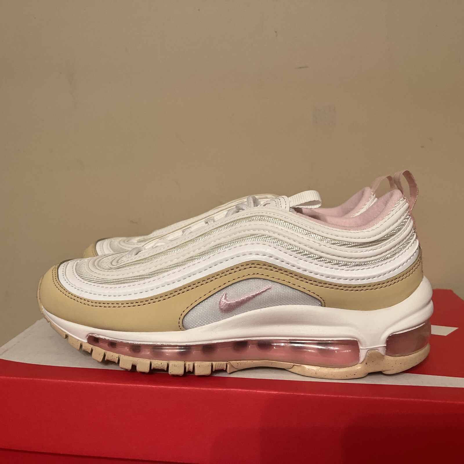 Nike Air Max 97 GS White Pink Youth Shoes 4Y Womens 5.5 921522-113  