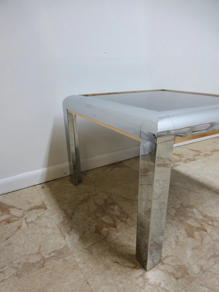 Lámpara mesa auxiliar vintage mediados siglo paul evans latón cromo parsons A Foto 4 de 4