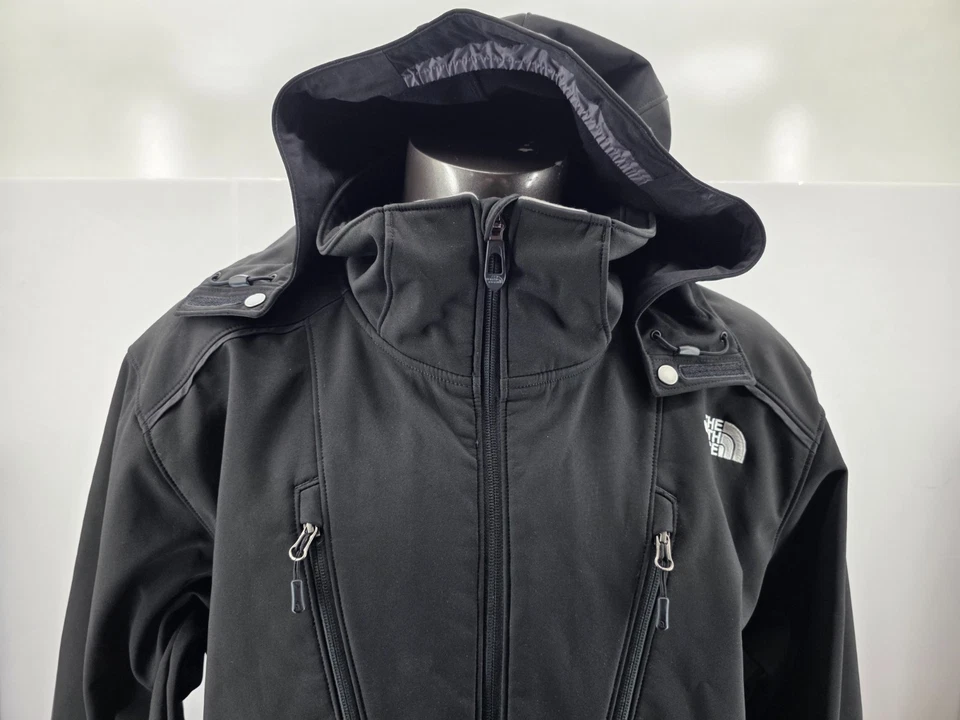 Chaqueta XXL The North Face para Hombres Negra con Capucha Esquí Snowboard Softshell Gorpcore Foto 3 de 4