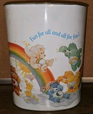 Care Bears Vintage 1983 Cheinco  American Greetings USA 13" Metal Trash Can