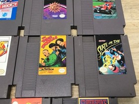 Nintendo NES 14 Game Lot Hockey, Taboo, Baseball, Three Stooges Etc
