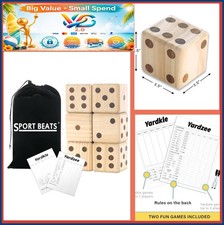 Giant Wooden Yard Dice Set 6-Piece Outdoor Lawn Game for Adults Family Fun