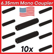 10 Pack 6.35mm Coupler 1/4" Jack to Jack Mono Audio Adapter Connector Converter