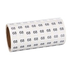 0.4" Small Round Number Stickers Roll, 1000 Pcs Circle Labels, Black Number 68