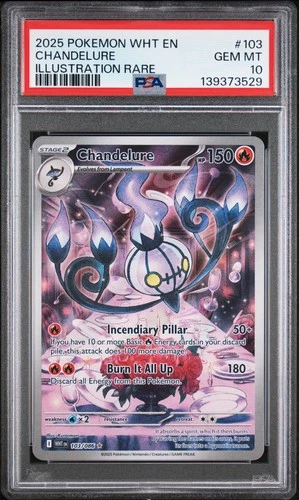 2025 POKEMON WHT EN-WHITE FLARE ILLUSTRATION RARE #103 CHANDELURE PSA 10