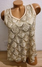 Bluse Damen S M gold Glitzer Paietten 2 Lagig 