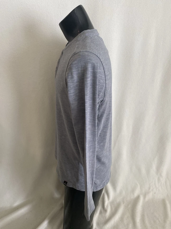 prAna Shirt Men's Medium Henley 3 Button Solid Gray Long Sleeve Hiking Shirt - Image 4 of 4
