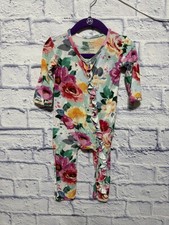 Posh Peanut Bamboo Rose Floral Ruffled Snap Romper 12-18m