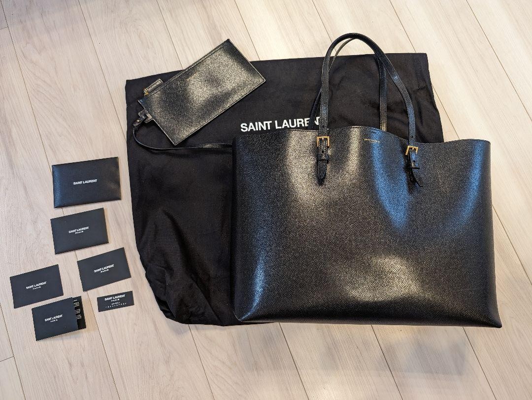 Saint Laurent Black Leather Tote Bag for Women - Designer Everyday Handbag