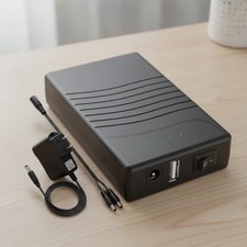 Portable Power Bank 12V 3000mAh Dual Output DC USB Rechargeable Black Battery