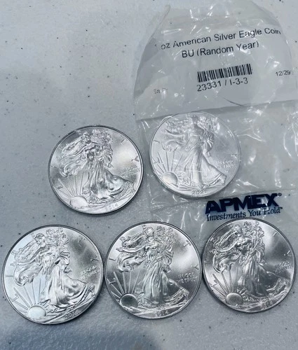 American Silver Eagle - Lot of 5 - Brilliant Uncirculated - See pictures!