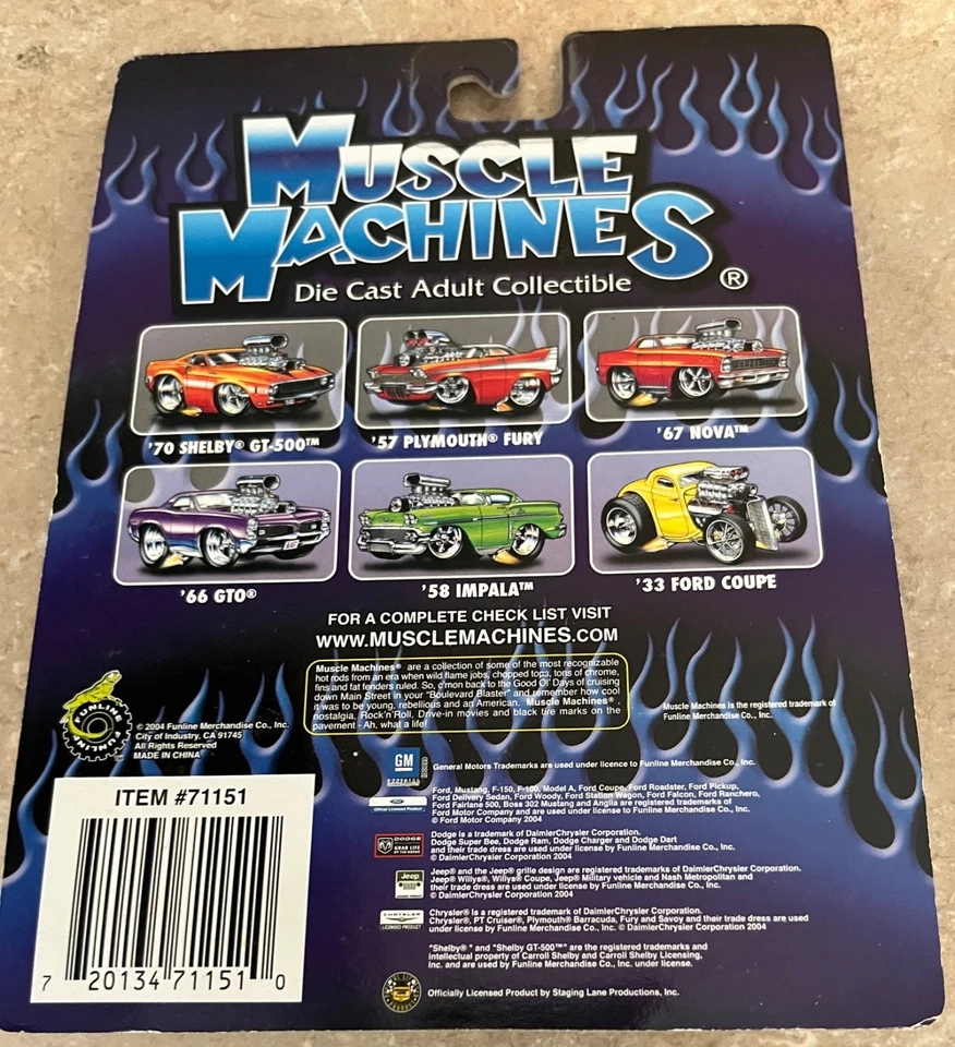 Muscle Machines '70 Shelby GT-500 Blue  04-13 Diecast 2004 1:64 - Image 4 of 4