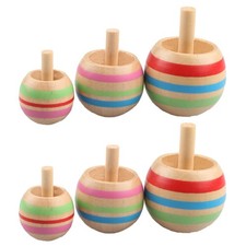 Flip Over Wooden Gyroscope Rainbow Spinning Tops Pocket Toy for Kiddie 4 5 6 