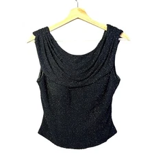 Cecily Brown Womens Silk Beaded Evening Top Size S Sleeveless Formal Cocktail