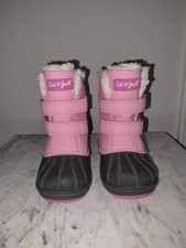 Cat  Jack Winter Snow Boots Girls Size 8 Waterproof Pink  Black w/ Faux Fur