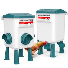 DEZHXHE Chicken Feeder and Waterer Set, Chicken Coop Accessories with Hanging Ch