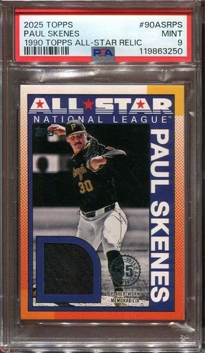 2025 Paul Skenes Patch Topps 1990 Topps All-Star Relic #90ASR-PS Pirates PSA 9